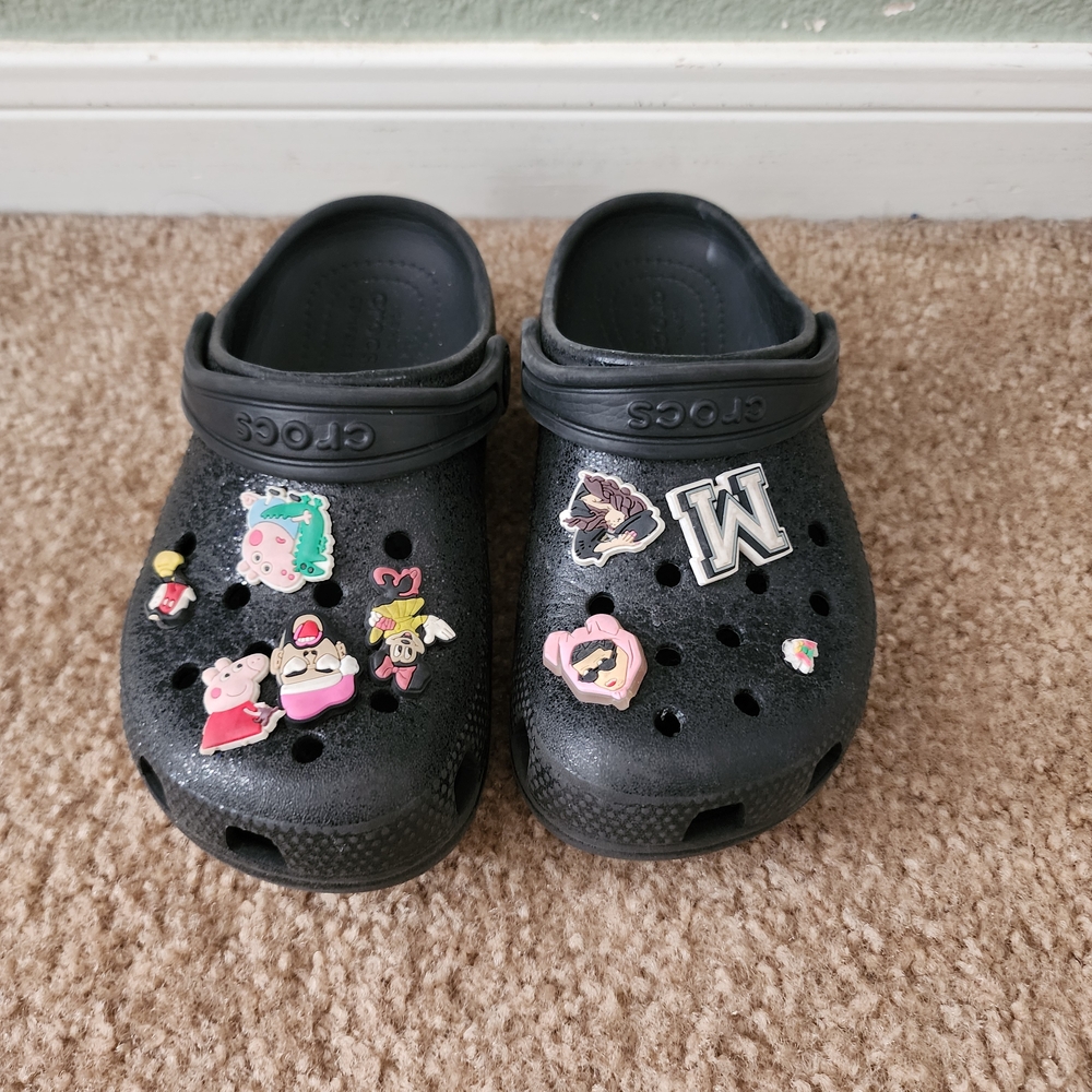 Crocs Kids' Black Clogs with Fun Charms